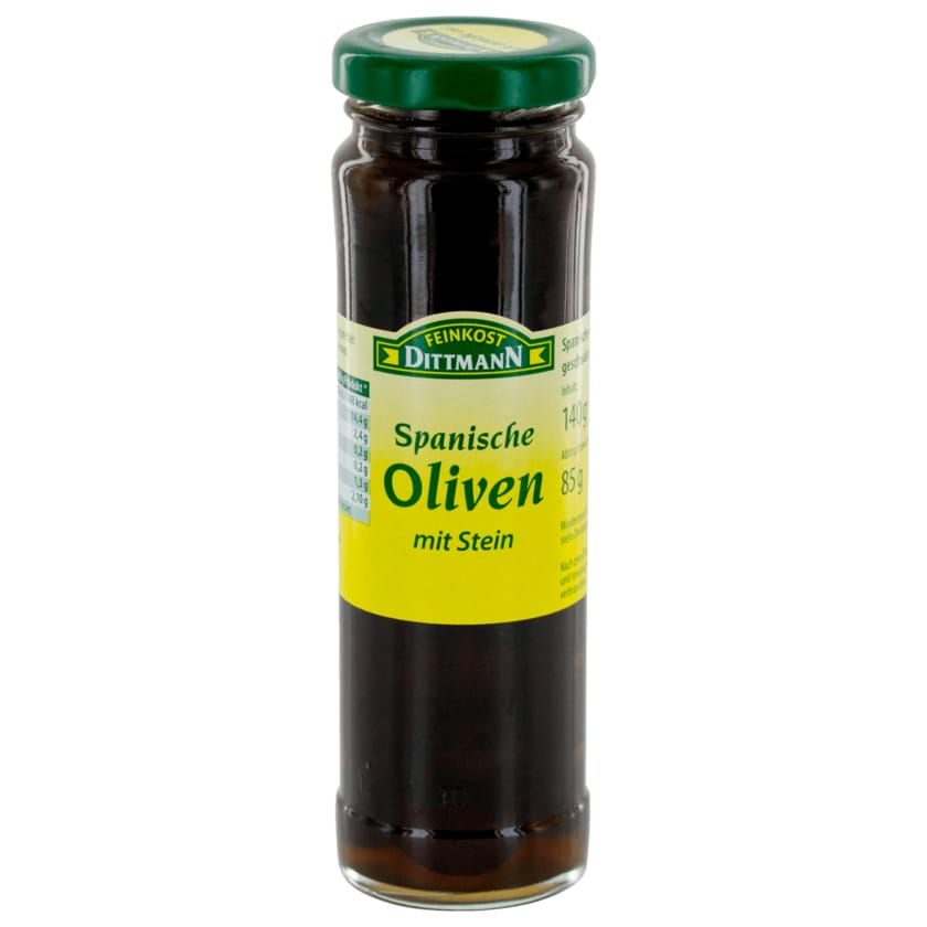 Feinkost Dittmann Spanische Oliven geschwärzt mit Stein 85g